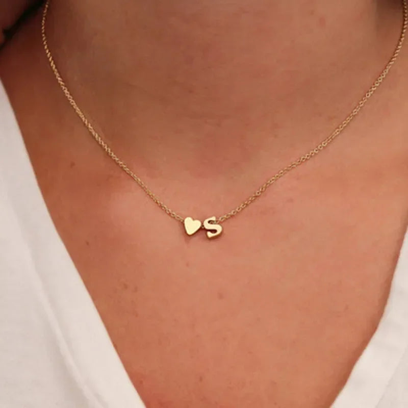 SUMENG Initial Heart Necklace