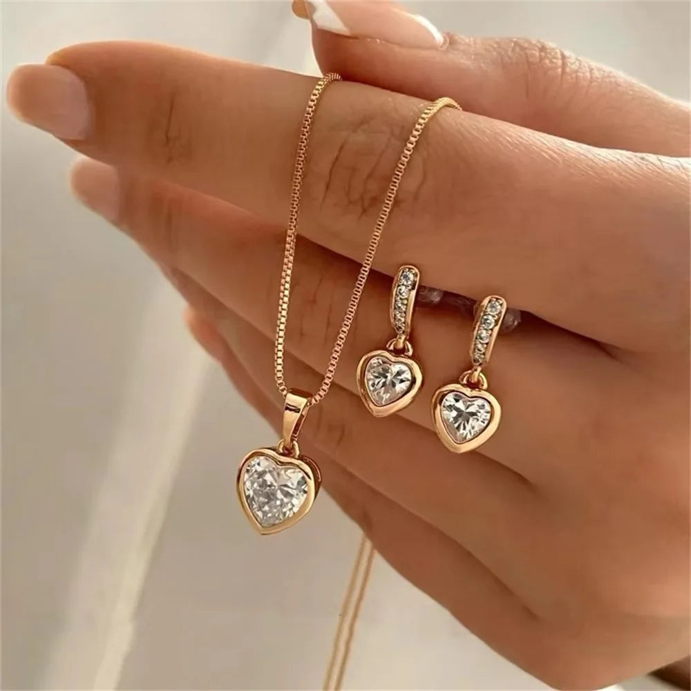 Double Heart Jewelry Set